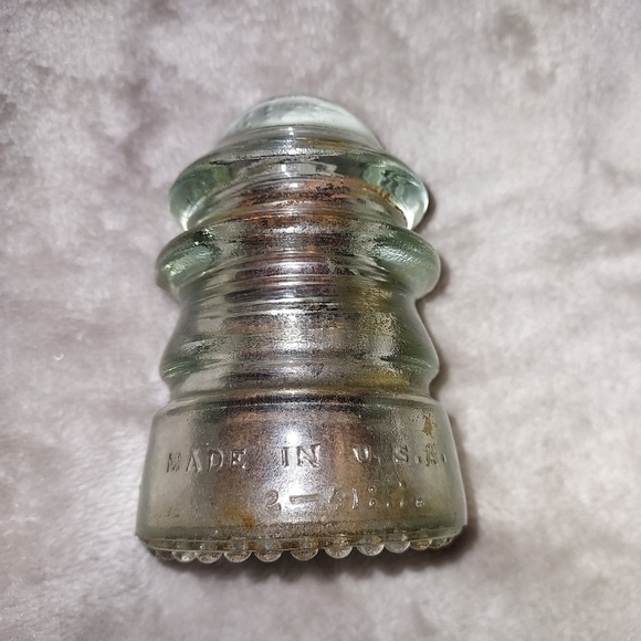 Hemingray -12 glass insulator clear with wood attached inside - Picture 4 of 9